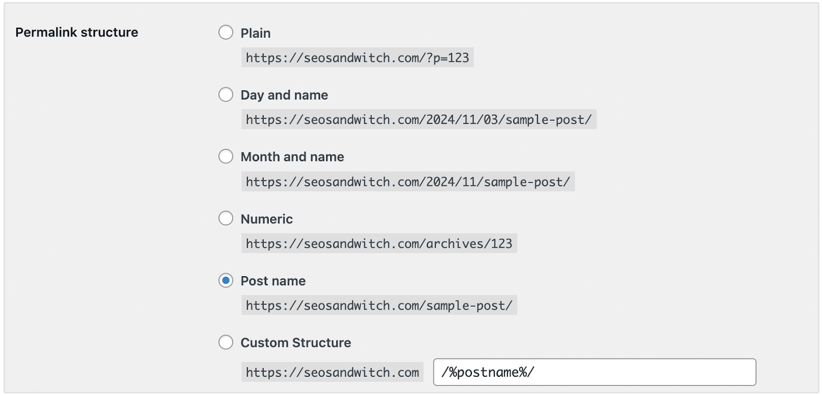 Customize WordPress permalink settings